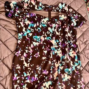 Scuba-esque floral dress with mesh inserts, size 3X
